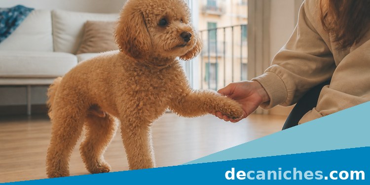 Acostumbrar al caniche a que le toquen las patas Caniche apricot practicando el manejo suave de las patas en casa