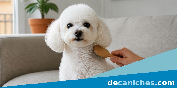 caniche toy blanco cepillado para prevenir nudos