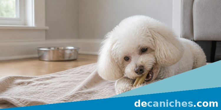 Mordedor dental para un caniche toy en casa caniche toy usando un mordedor dental adecuado