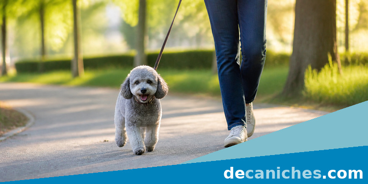 Paseo relajado antes de quedarse solo en casa paseo relajado antes de que el caniche se quede solo