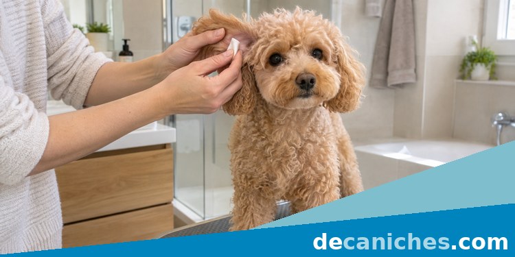 otitis en caniches y revisión suave de orejas