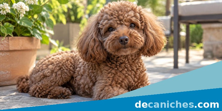 Retrato natural de caniche marrón con el contorno de los ojos limpio Manchas en ojos del caniche y observación diaria