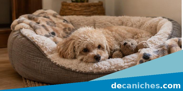 Zona tranquila para un caniche sensible a ruidos caniche descansando en una zona tranquila de casa