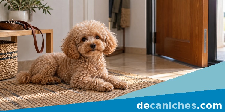 caniche solo en casa tranquilo